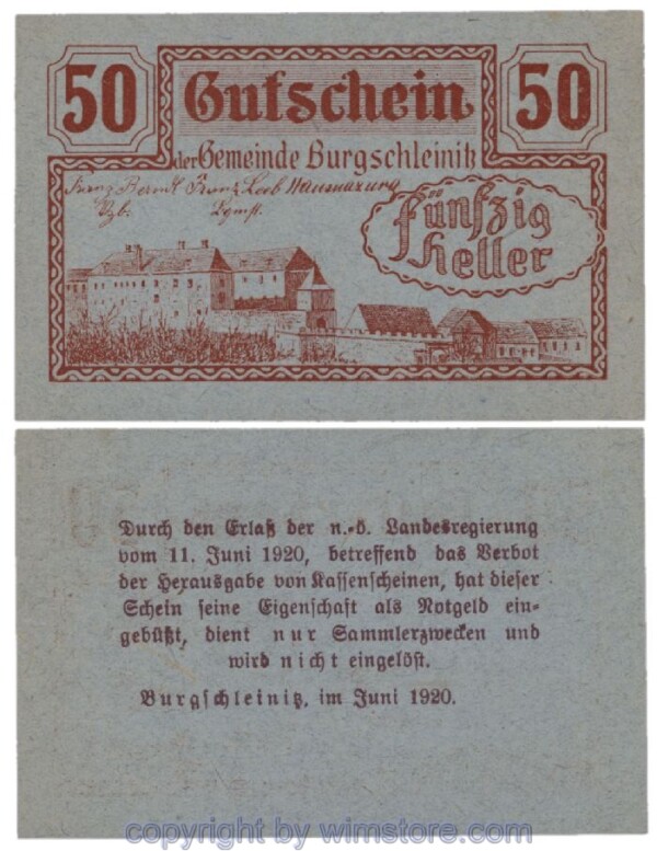 Burgschleinitz, G0116c, 50 Heller; 1
