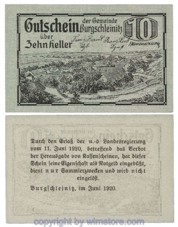 Burgschleinitz, G0116e, 10 Heller; 1