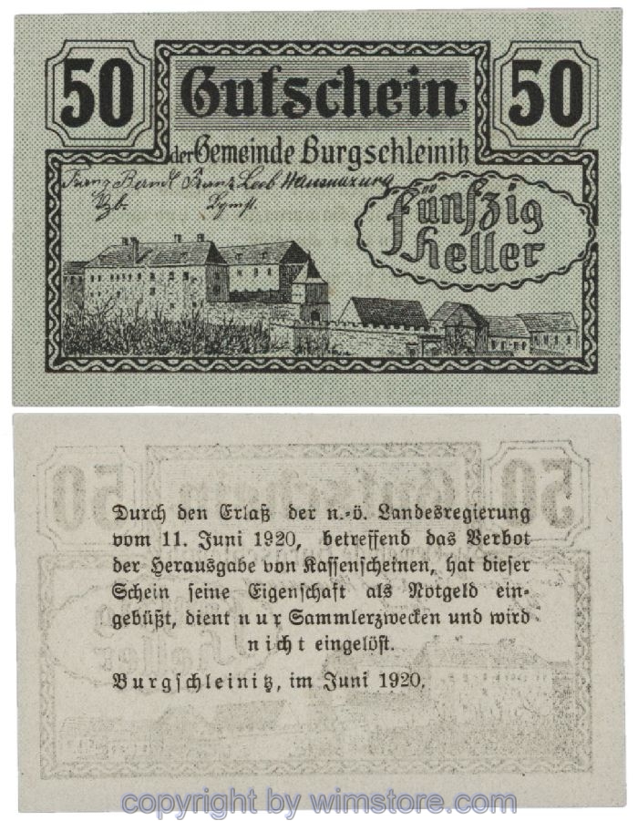 Burgschleinitz, G0116e, 50 Heller; 1
