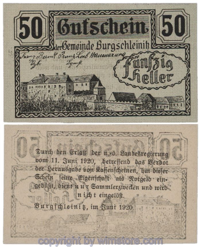 Burgschleinitz, G0116e, 50 Heller; 1-