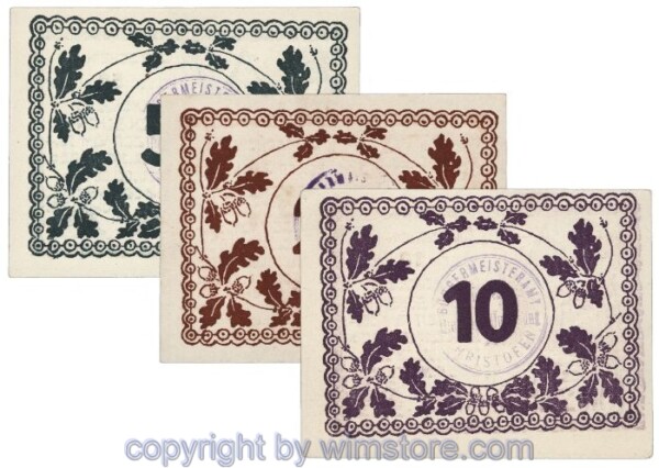 Christofen, G0117a, Serie 10, 20, 50 Heller; 1-