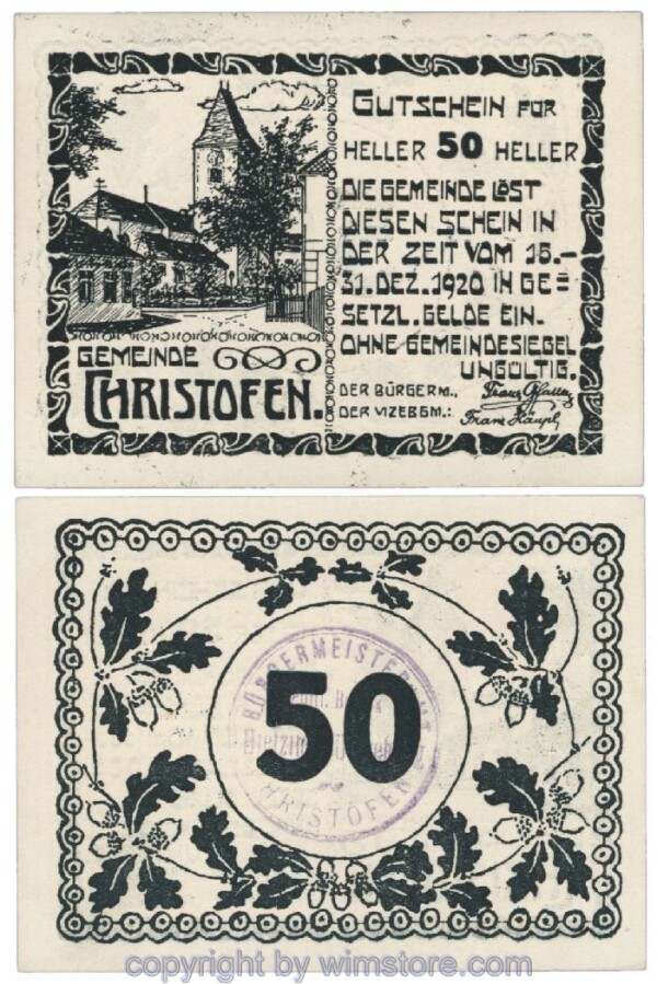 Christofen, G0117a, 50 Heller; 1