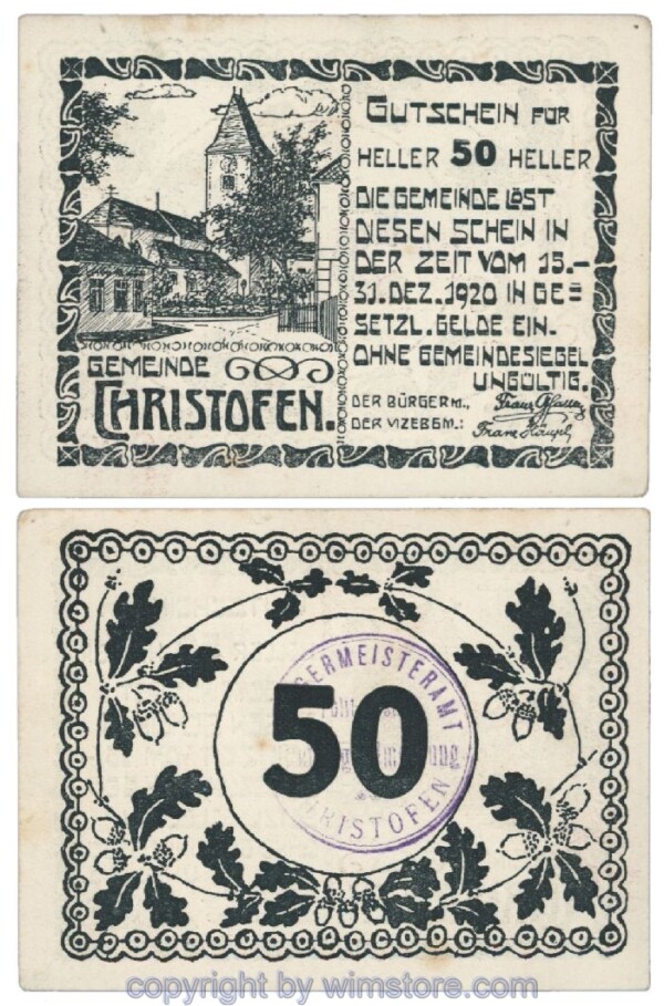 Christofen, G0117a, 50 Heller; 1-