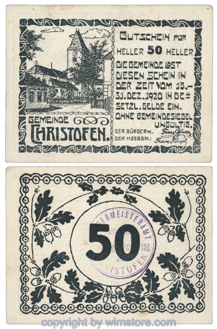 Christofen, G0117a, 50 Heller; 1-
