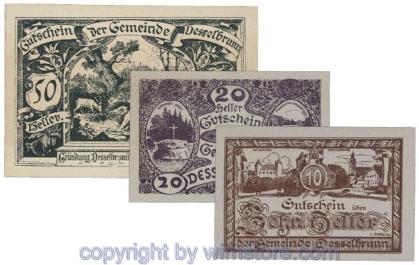 Desselbrunn, G0119a, Serie 10, 20, 50 Heller; 1