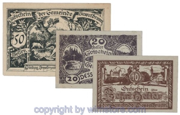 Desselbrunn, G0119a, Serie 10, 20, 50 Heller; 1-