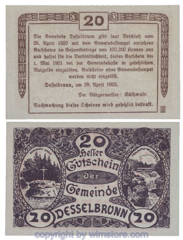 Desselbrunn, G0119a, 20 Heller; 1