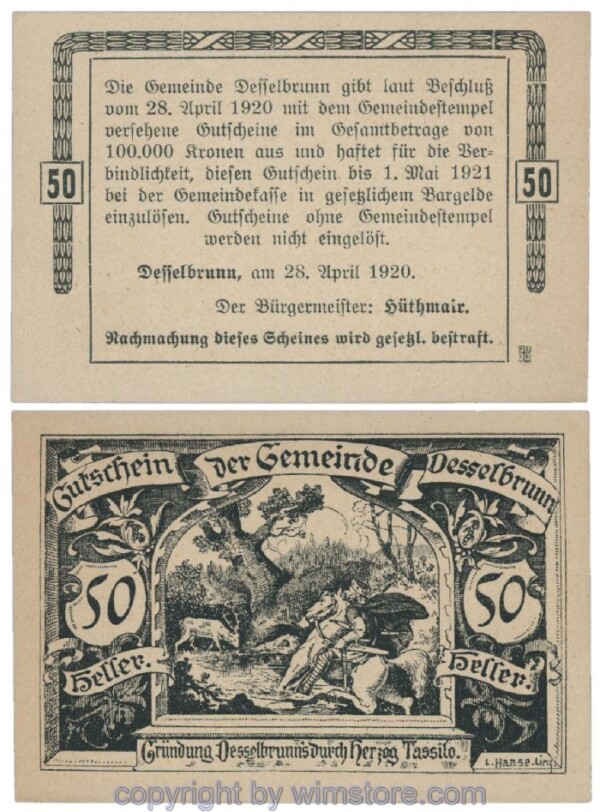 Desselbrunn, G0119a, 50 Heller; 1