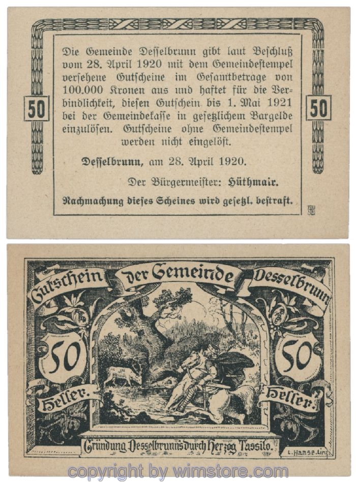 Desselbrunn, G0119a, 50 Heller; 1