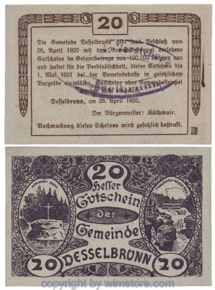 Desselbrunn, G0119b, 20 Heller; 1