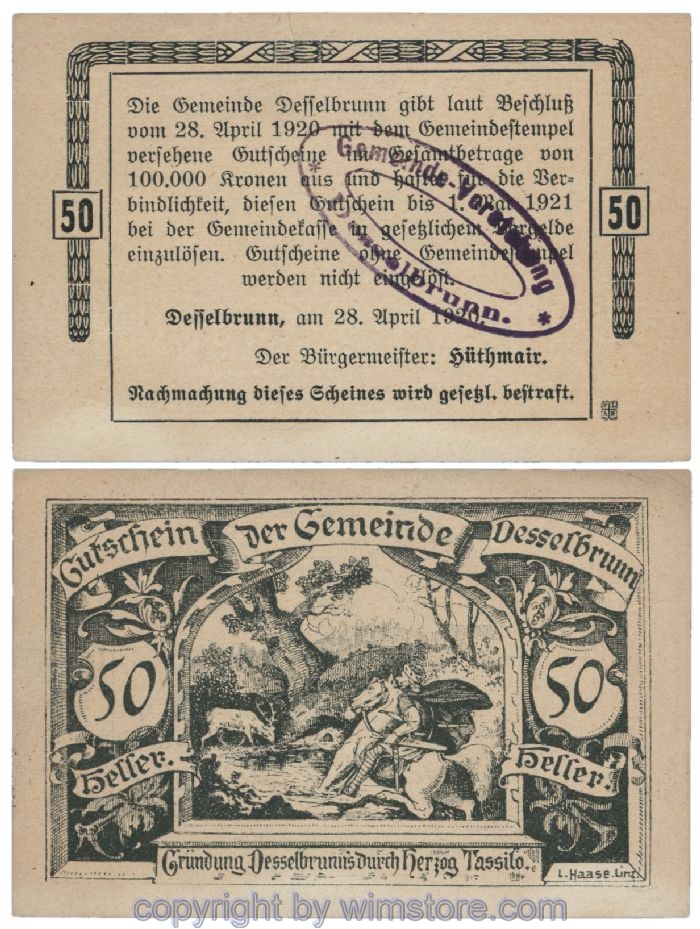Desselbrunn, G0119b, 50 Heller; 1-