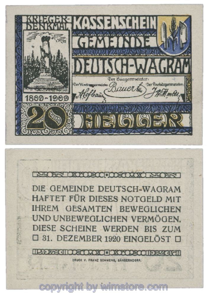 Deutsch-Wagram, G0121b11, 20 Heller; 1