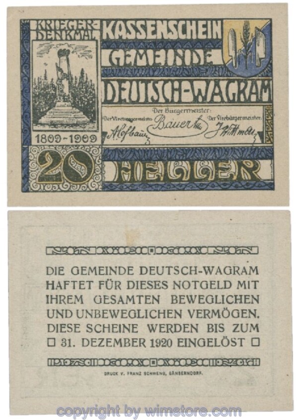 Deutsch-Wagram, G0121b11, 20 Heller; 1-