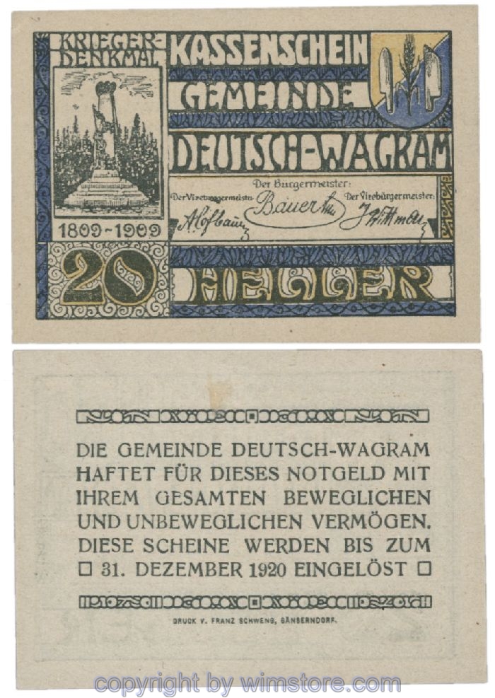 Deutsch-Wagram, G0121b11, 20 Heller; 1-