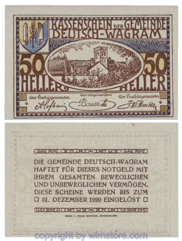 Deutsch-Wagram, G0121b12, 50 Heller; 1