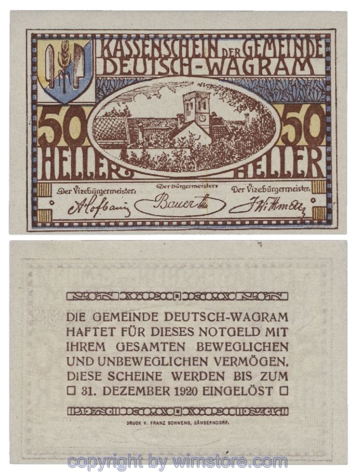 Deutsch-Wagram, G0121b12, 50 Heller; 1