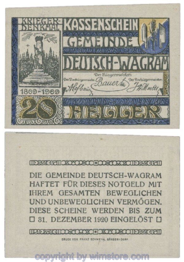 Deutsch-Wagram, G0121b17, 20 Heller; 1