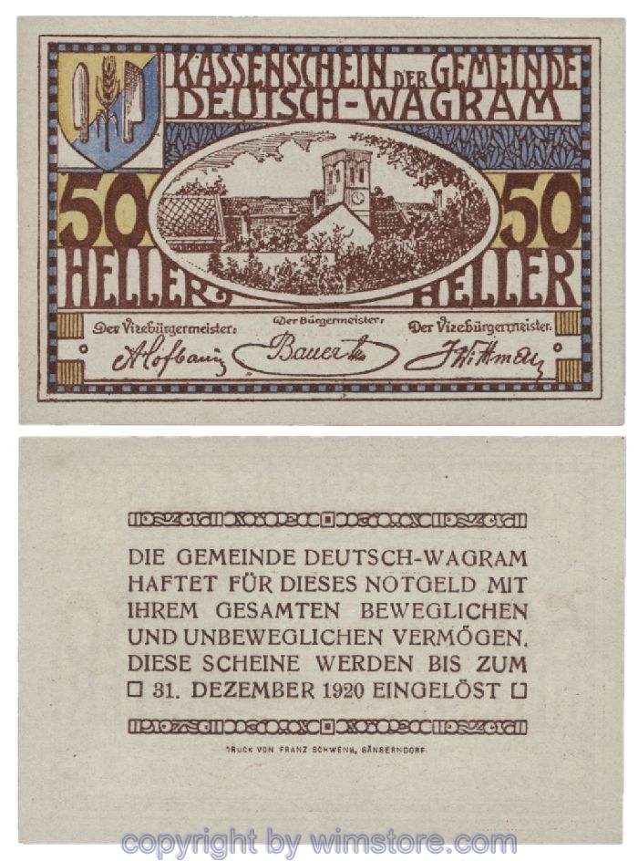 Deutsch-Wagram, G0121b18, 50 Heller; 1