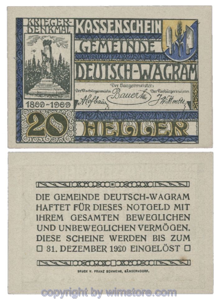 Deutsch-Wagram, G0121b20, 20 Heller; 1-