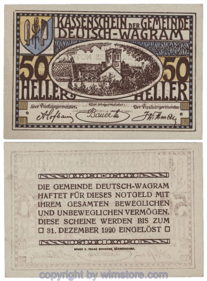 Deutsch-Wagram, G0121b21, 50 Heller; 1-