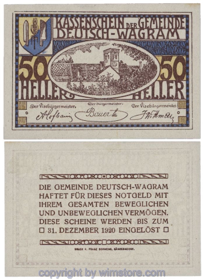 Deutsch-Wagram, G0121b21, 50 Heller; 1-