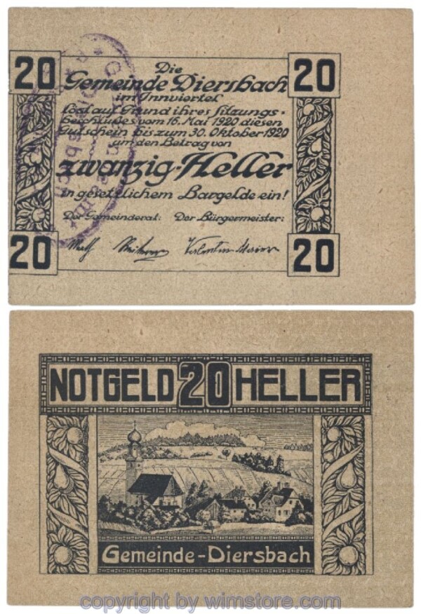Diersbach, G0122b, 20 Heller, Fehldruck; 1-