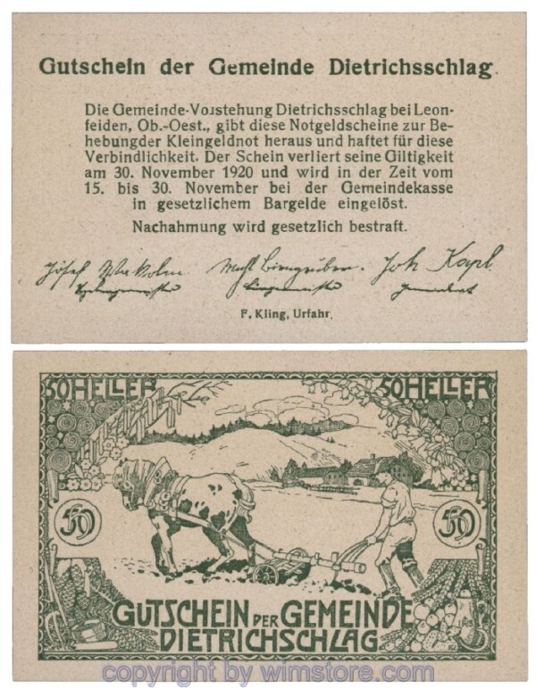 Dietrichschlag bei Leonfelden, G0124c, 50 Heller; 1