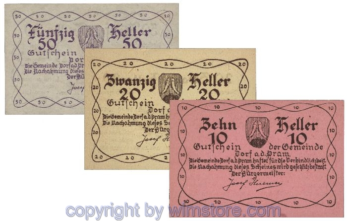 Dorf an der Pram, G0129Ia, Serie 10, 20, 50  Heller; 1-
