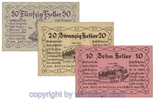 Dorf an der Pram, G0129Ia, Serie 10, 20, 50  Heller; 1-