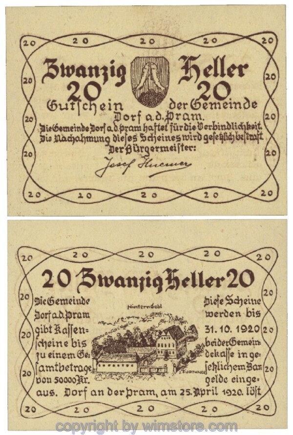 Dorf an der Pram, G0129Ia, 20 Heller; 1