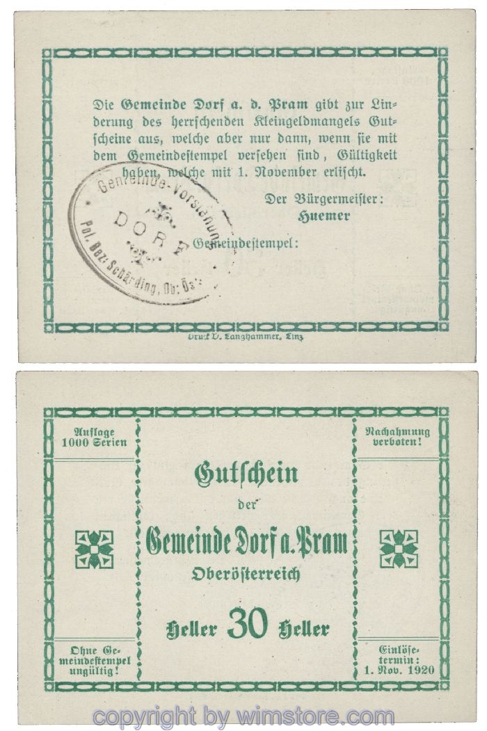 Dorf an der Pram, G0129IIc2, 30 Heller, Gemst. 2; 1-