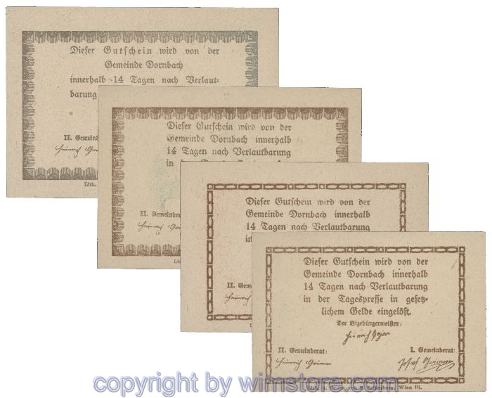 Dornbach, G0132a, Serie 10, 20, 50, 75 Heller; 1-