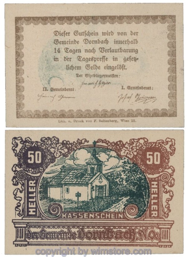 sn102584 Dornbach, G0132a, 50 Heller; 1-