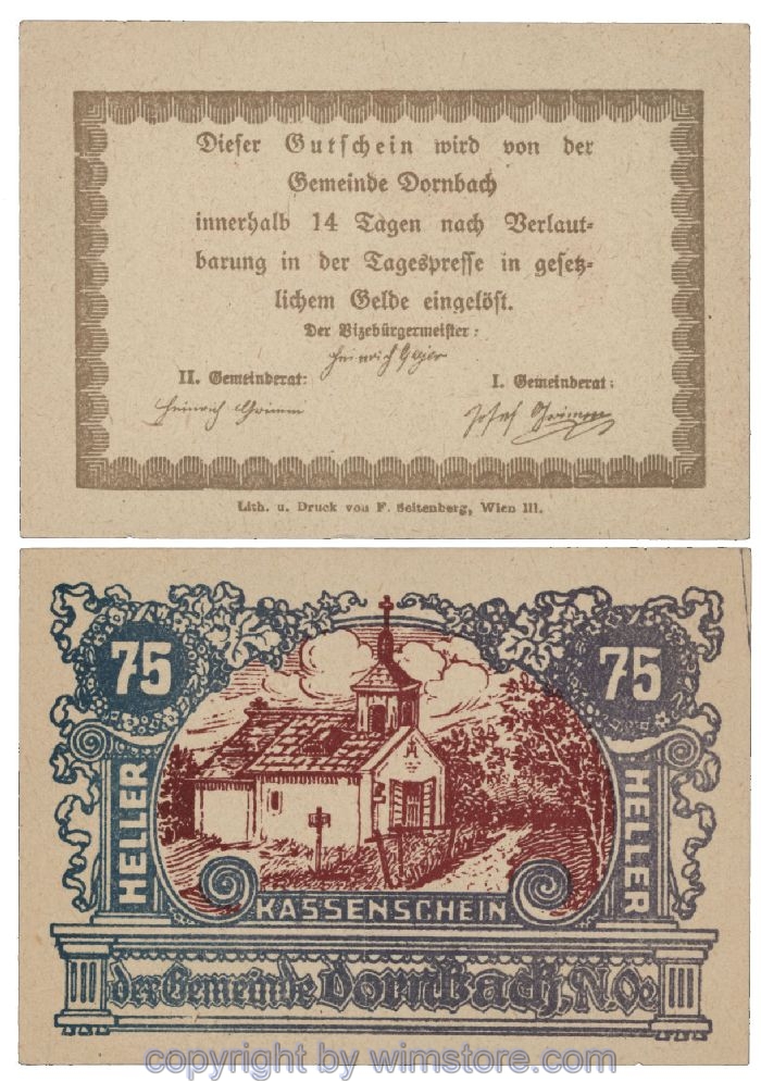 Dornbach, G0132a, 75 Heller; 1-