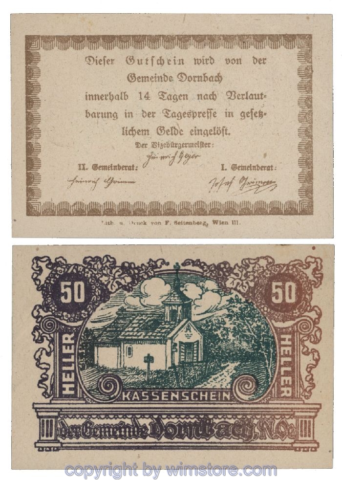 Dornbach, G0132a, 50 Heller, Abart; 1-