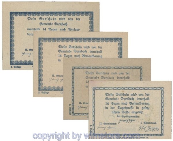 Dornbach, G0132c, Serie 10, 20, 50, 75 Heller; 1-