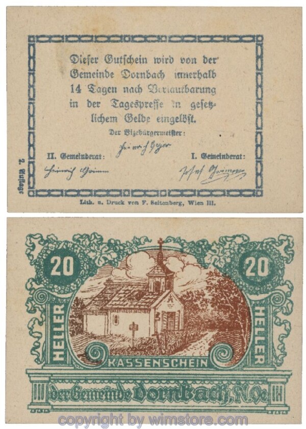 sn102593 Dornbach, G0132c, 20 Heller; 1-