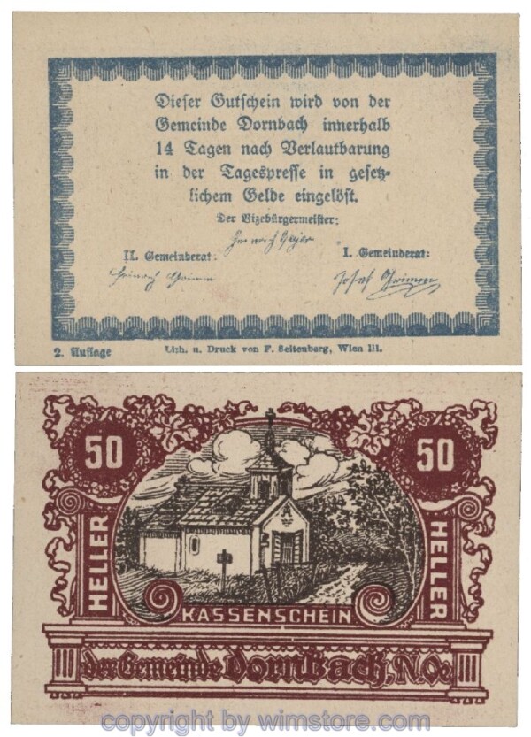 sn102594 Dornbach, G0132c, 50 Heller; 1