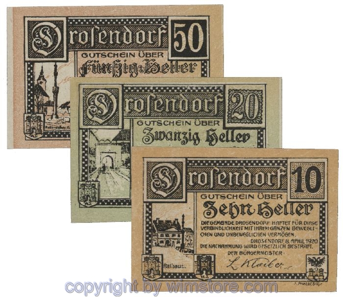 Drosendorf, G0134a, Serie 10, 20, 50 Heller; 1