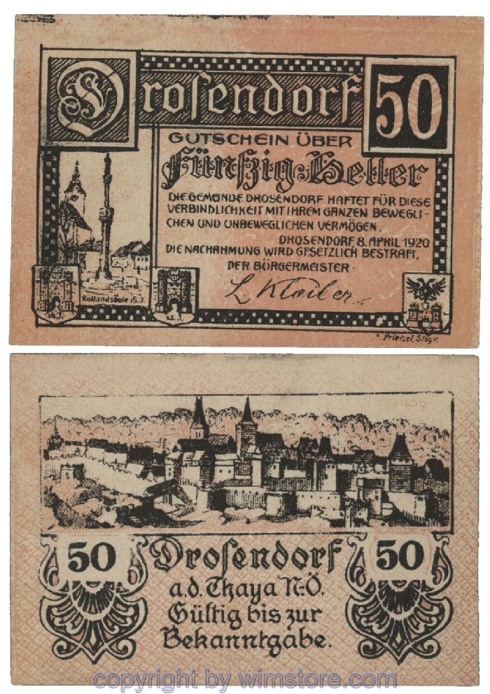 Drosendorf, G0134a, 50 Heller; 1-
