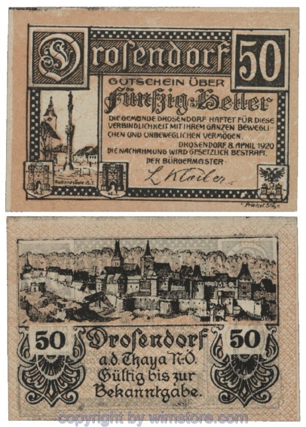 Drosendorf, G0134a, 50 Heller, Abart; 1