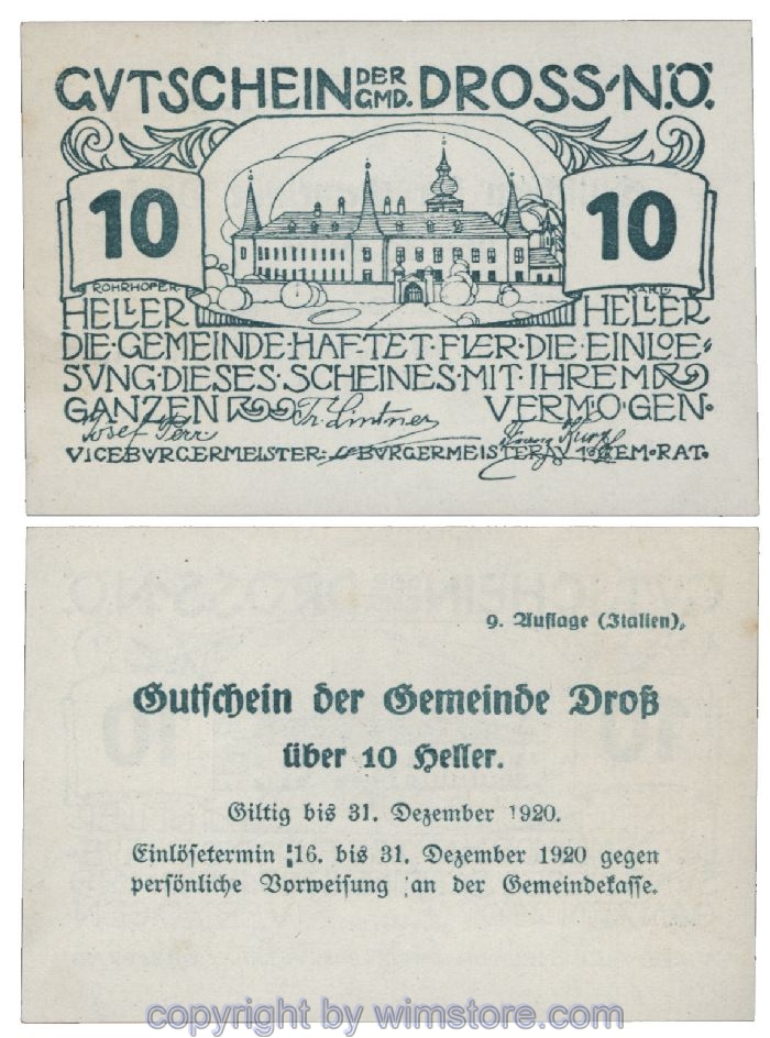 Dross, G0135.37, 10 Heller, Fehldruck; 1