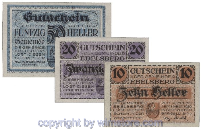 Ebelsberg, G0140Ib, Serie 10, 20, 50 Heller; 1