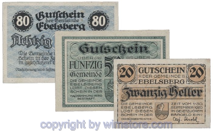 Ebelsberg, G0140II, Serie 20, 50, 80 Heller; 1-