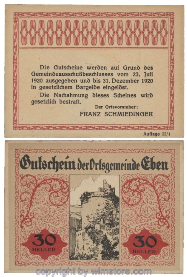 Eben, G0141IIa, 30 Heller; 1-