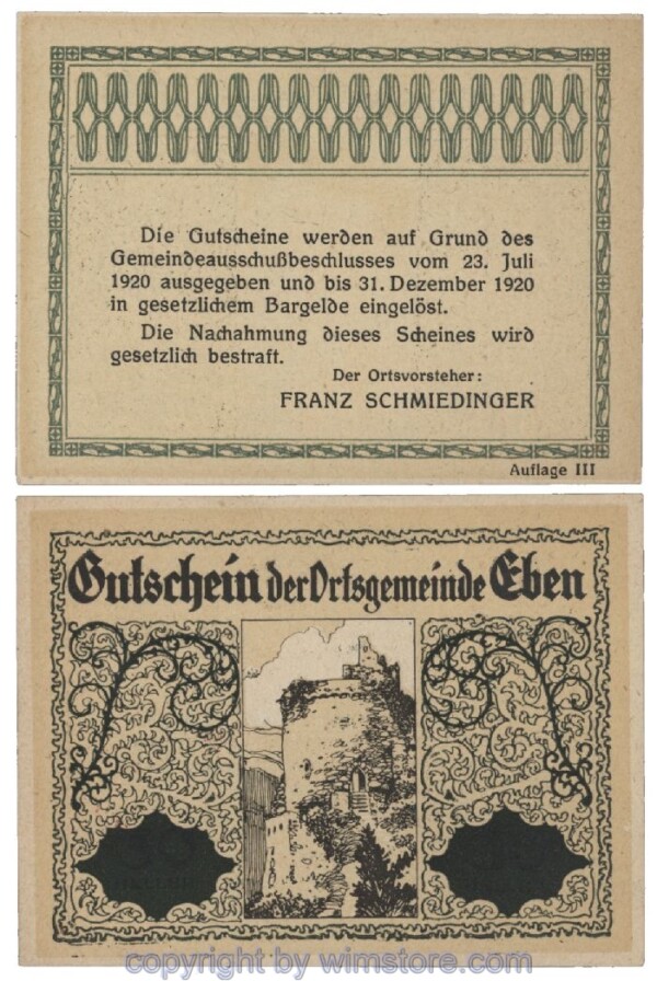 Eben, G0141IIc, 30 Heller, Fehldruck; 1