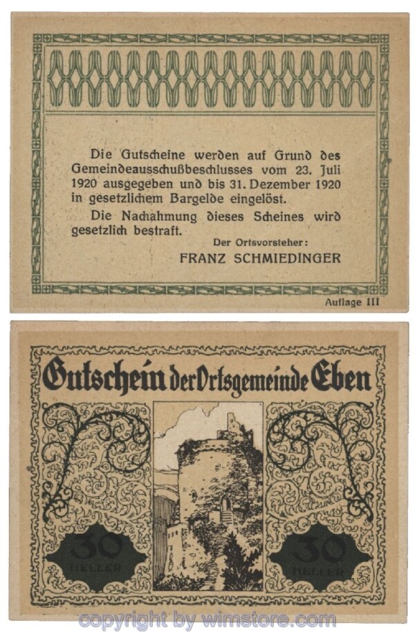 Eben, G0141IIc, 30 Heller, Fehldruck; 1-