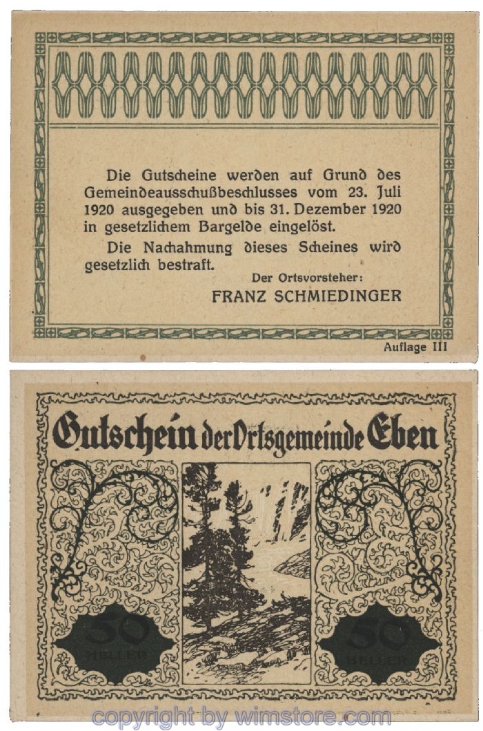 Eben, G0141IIc, 50 Heller, Fehldruck; 1-