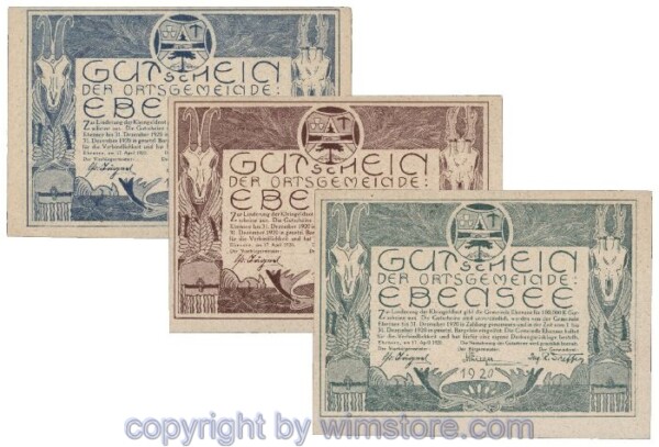 Ebensee, G0143, Serie 10, 20, 50 Heller; 1-