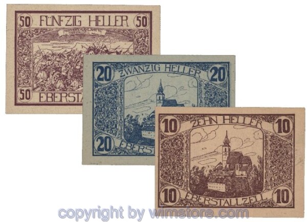 sn102789a Eberstalzell, G0146, Serie 10, 20, 50 Heller; 1-